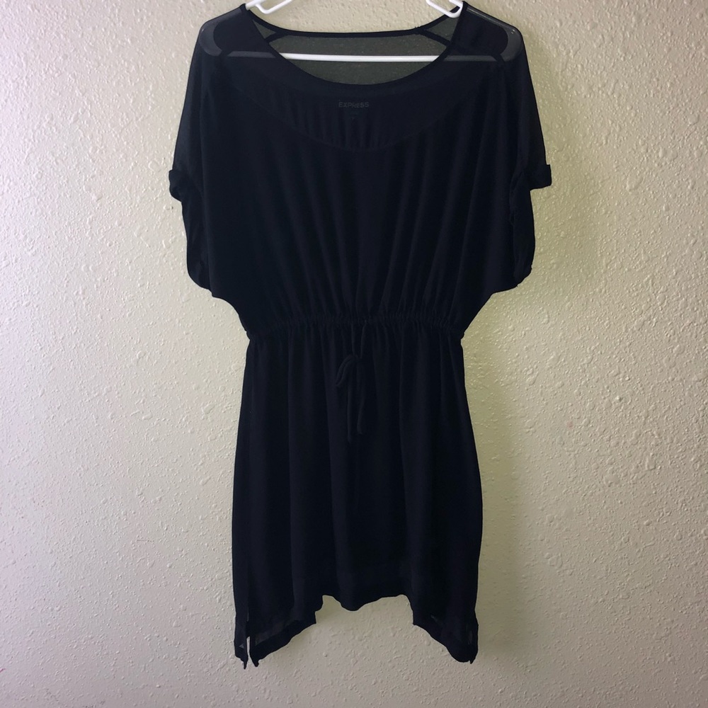 Express black tie waist midi dress size small